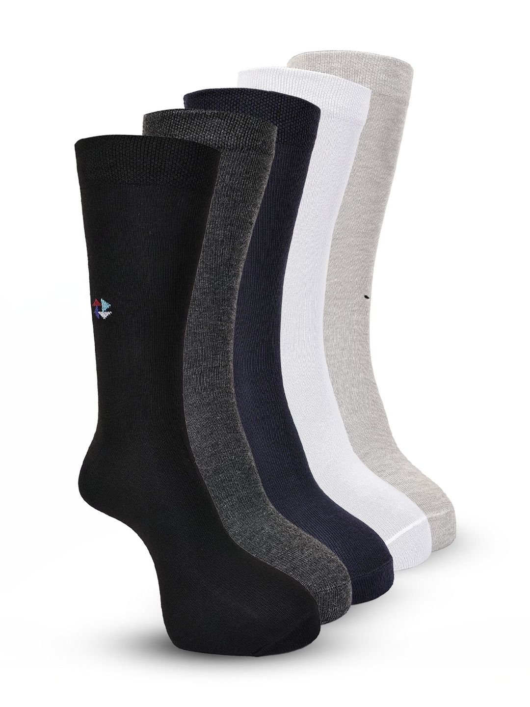 Texfro Men Pack of 5 Cotton Assorted Calf Length Socks