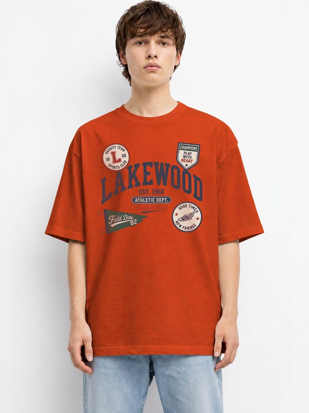 The Roadster Lifestyle Co Typography Printed Oversized-Fit Organic Cotton T-Shirt
