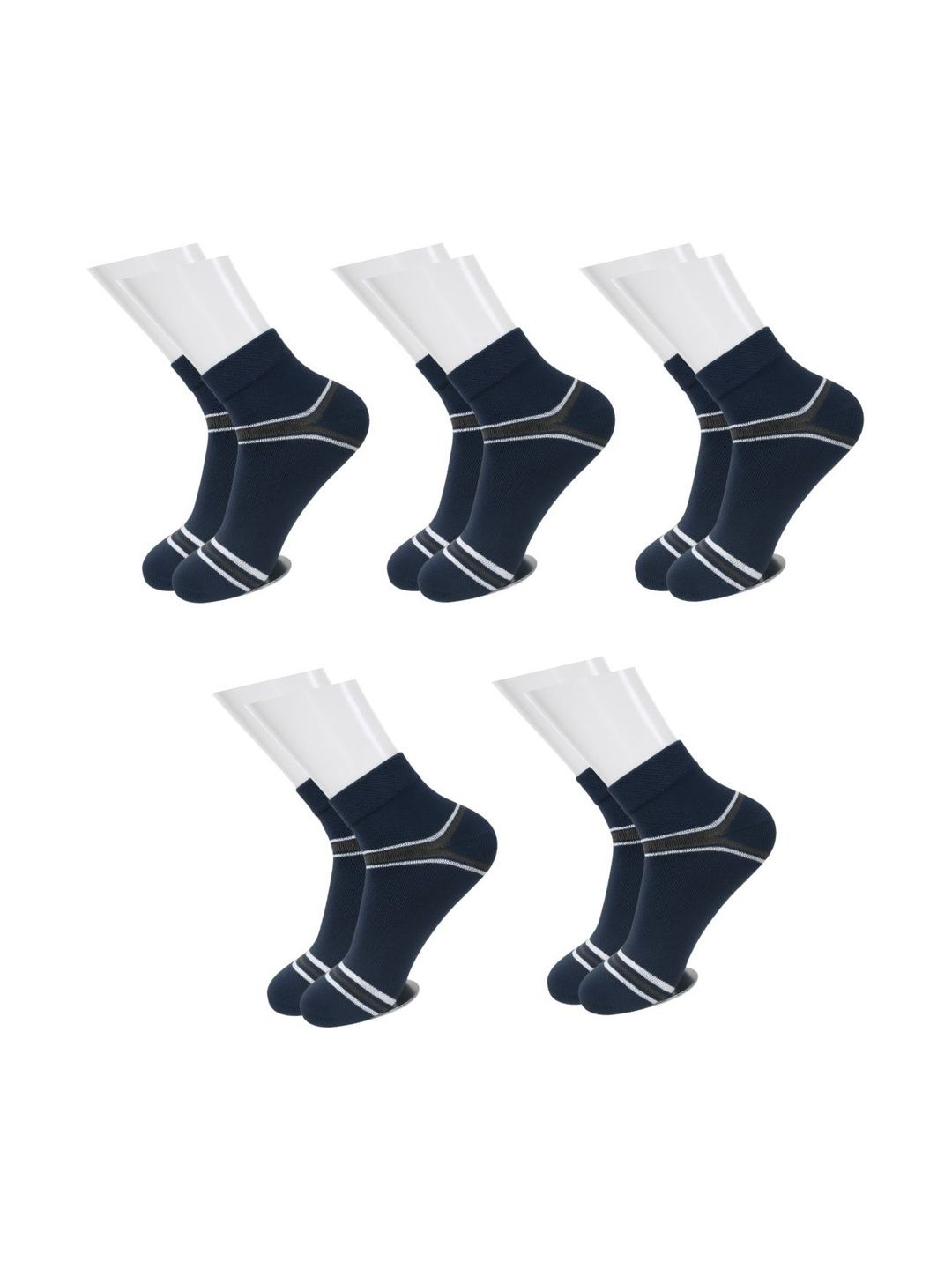 Ribbify Men Pack of 5 Cotton Assorted Striped Ankle Length Socks