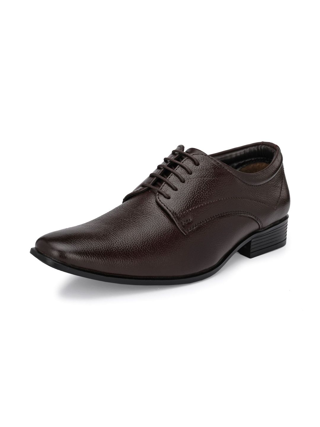 House of Pataudi House of Pataudi Men Textured Leather Pointed Toe Lace-Ups Derbys Formal Shoes