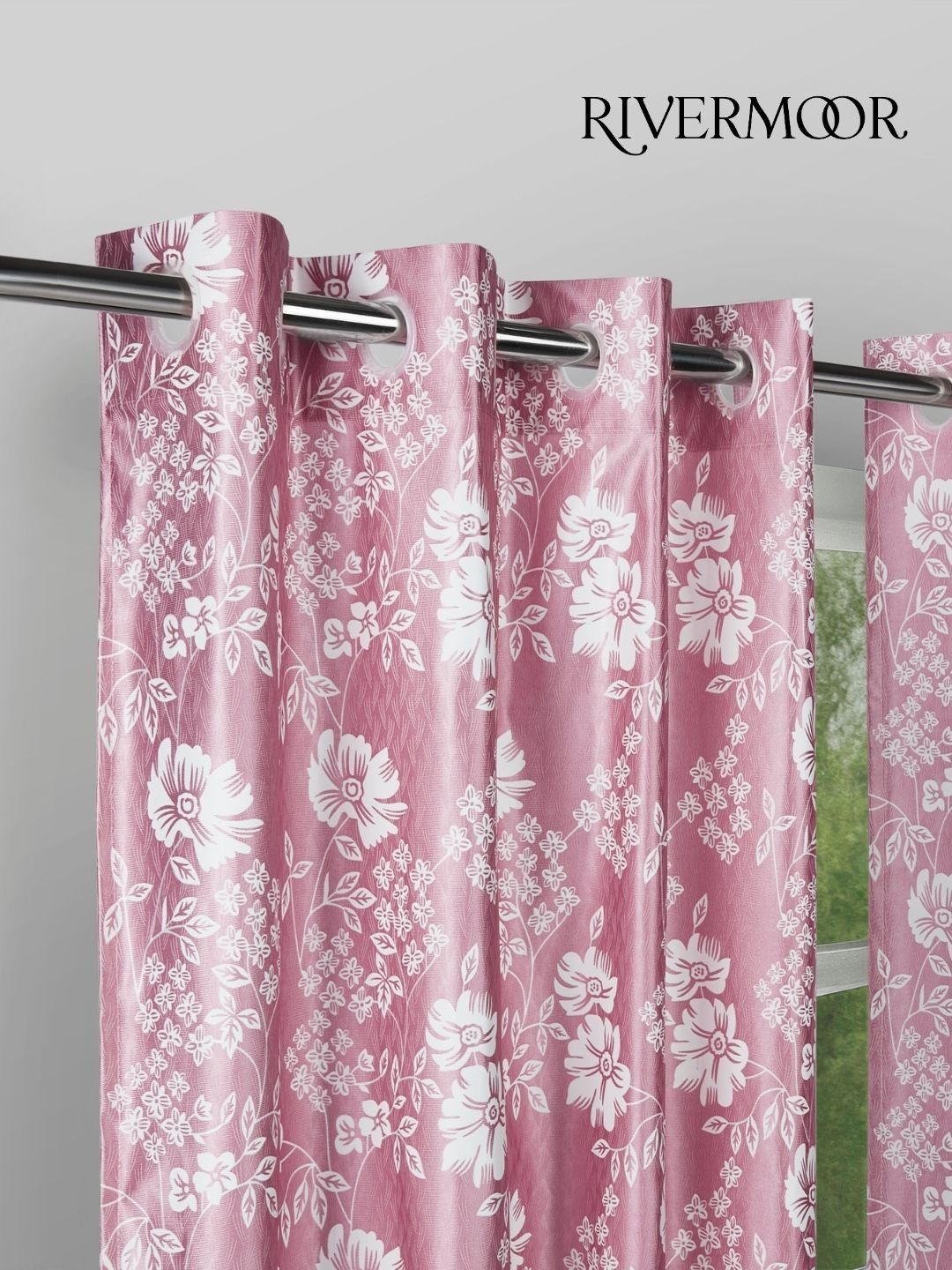 RIVERMOOR Pink Set of 2 Floral Door Curtain