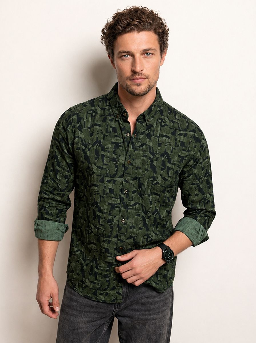 WROGN Abstract Printed Pure Cotton Casual Shirt
