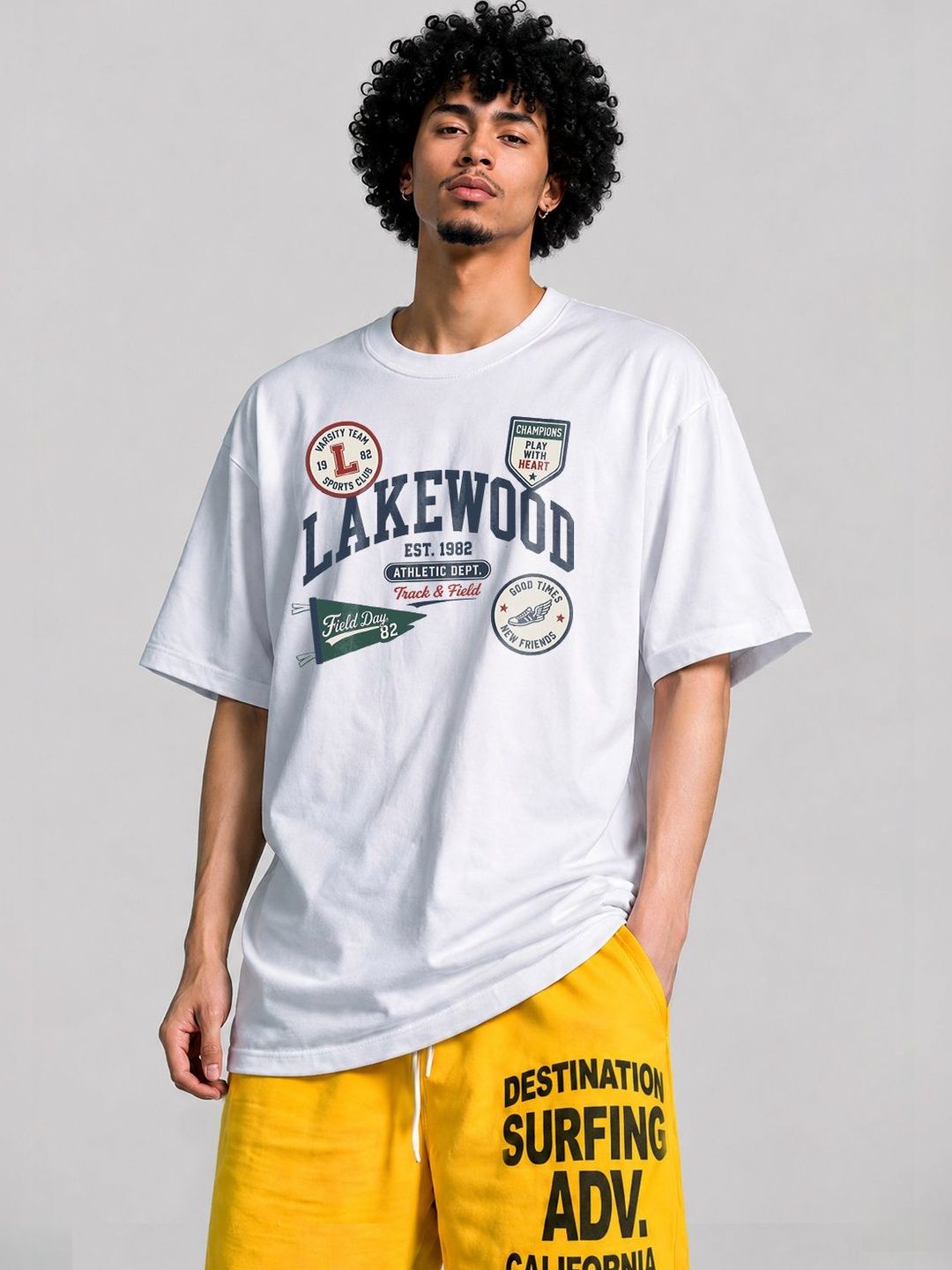 The Roadster Lifestyle Co Typography Printed Oversized-Fit Organic Cotton T-Shirt