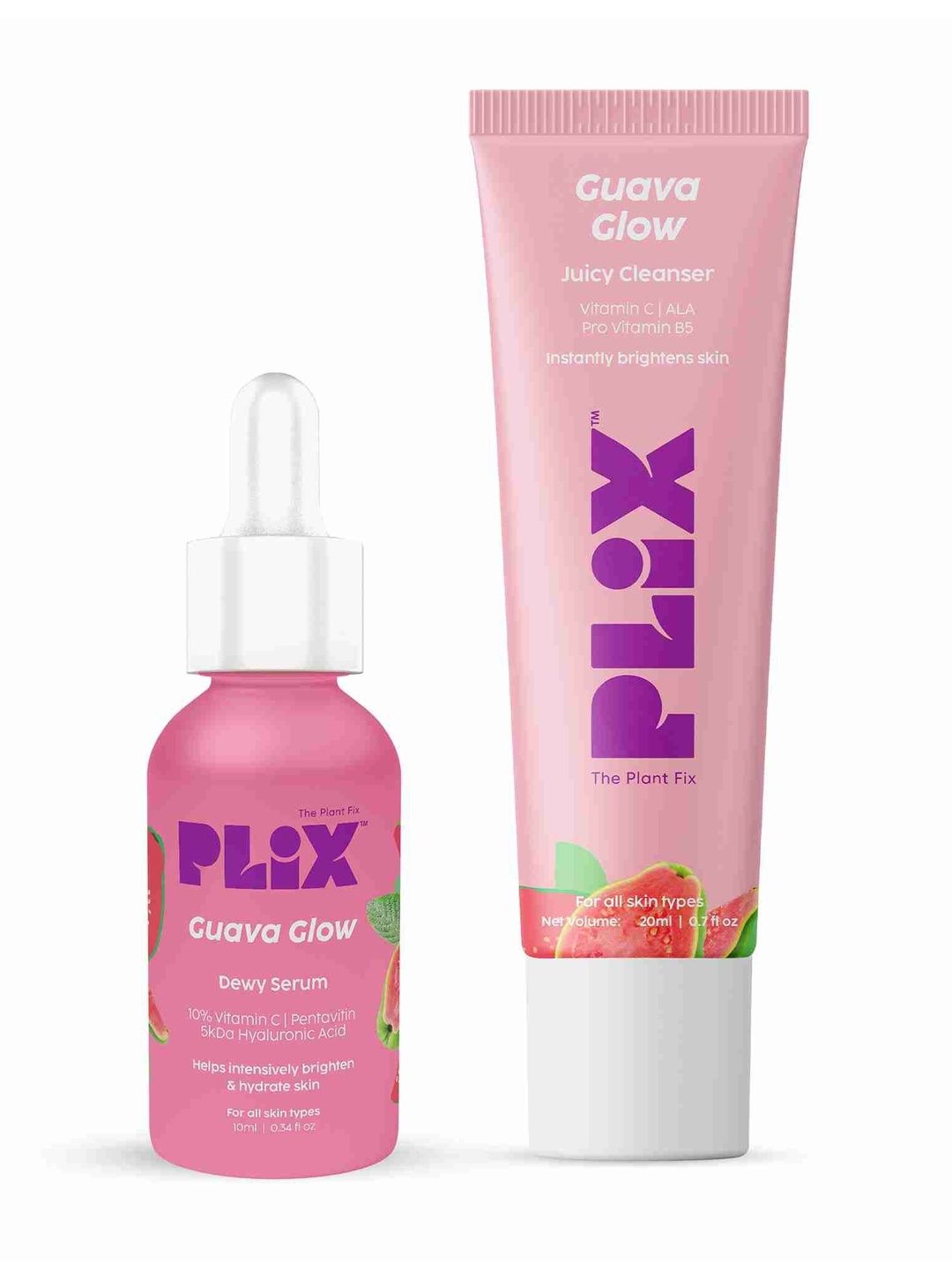 PLIX THE PLANT FIX PLIX THE PLANT FIX Set Of Guava Glow Serum - 10 ml & Cleanser - 20 ml