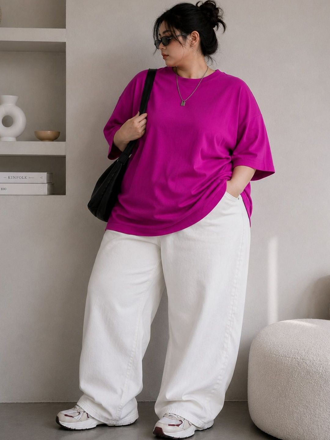 PockMAN Oversized Drop-Shoulder Sleeves Pure Cotton Bio Finish T-shirt