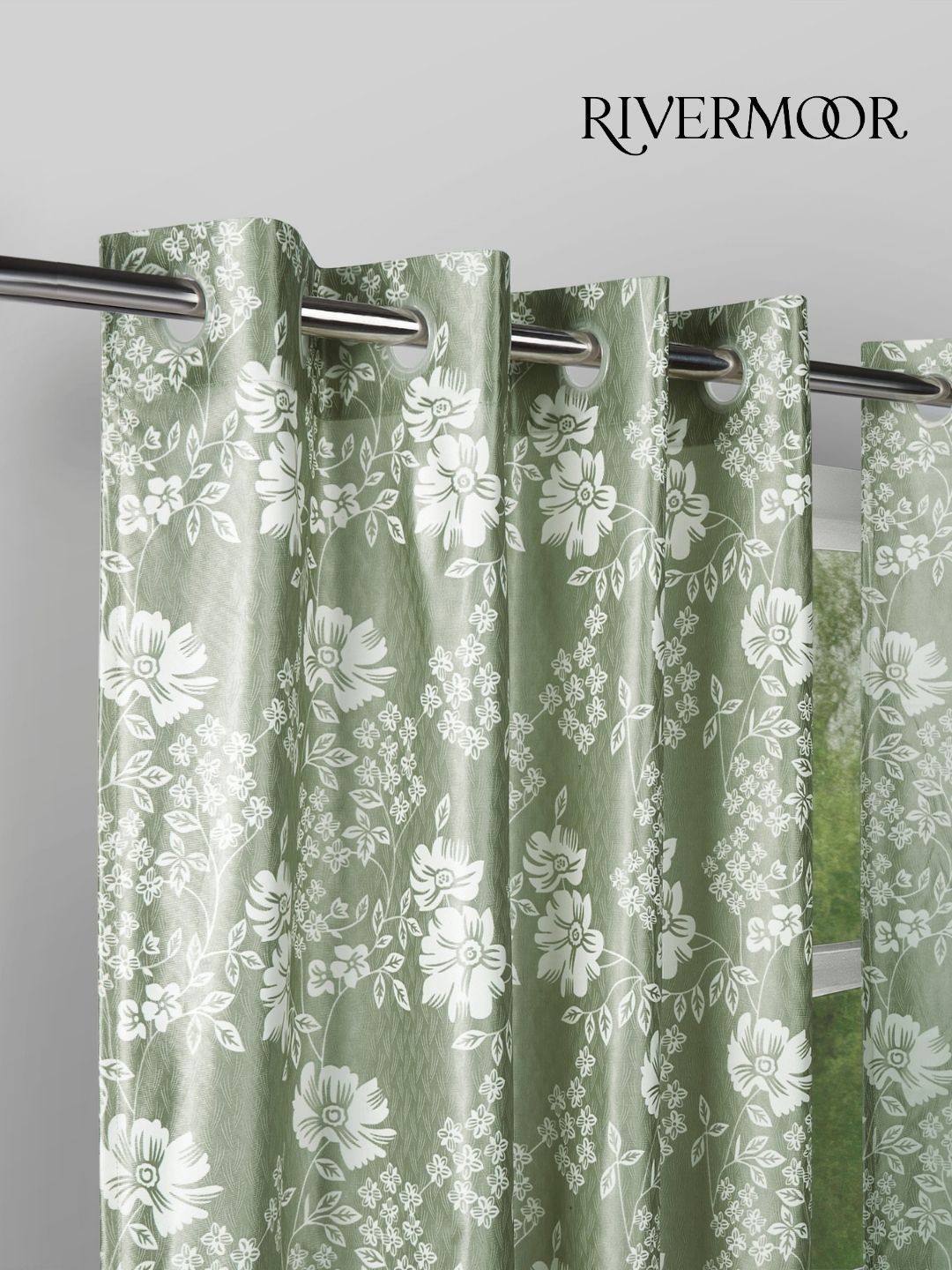 RIVERMOOR Green Set of 2 Floral Door Curtain