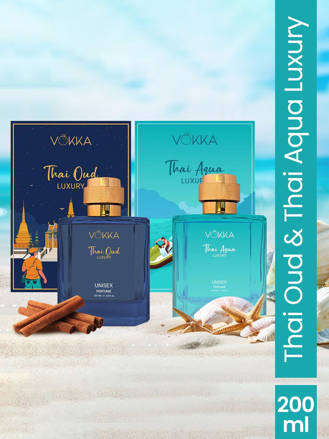 VOKKA Set of Thai Oud & Thai Aqua Long Lasting Luxury Perfume - 100 ml each