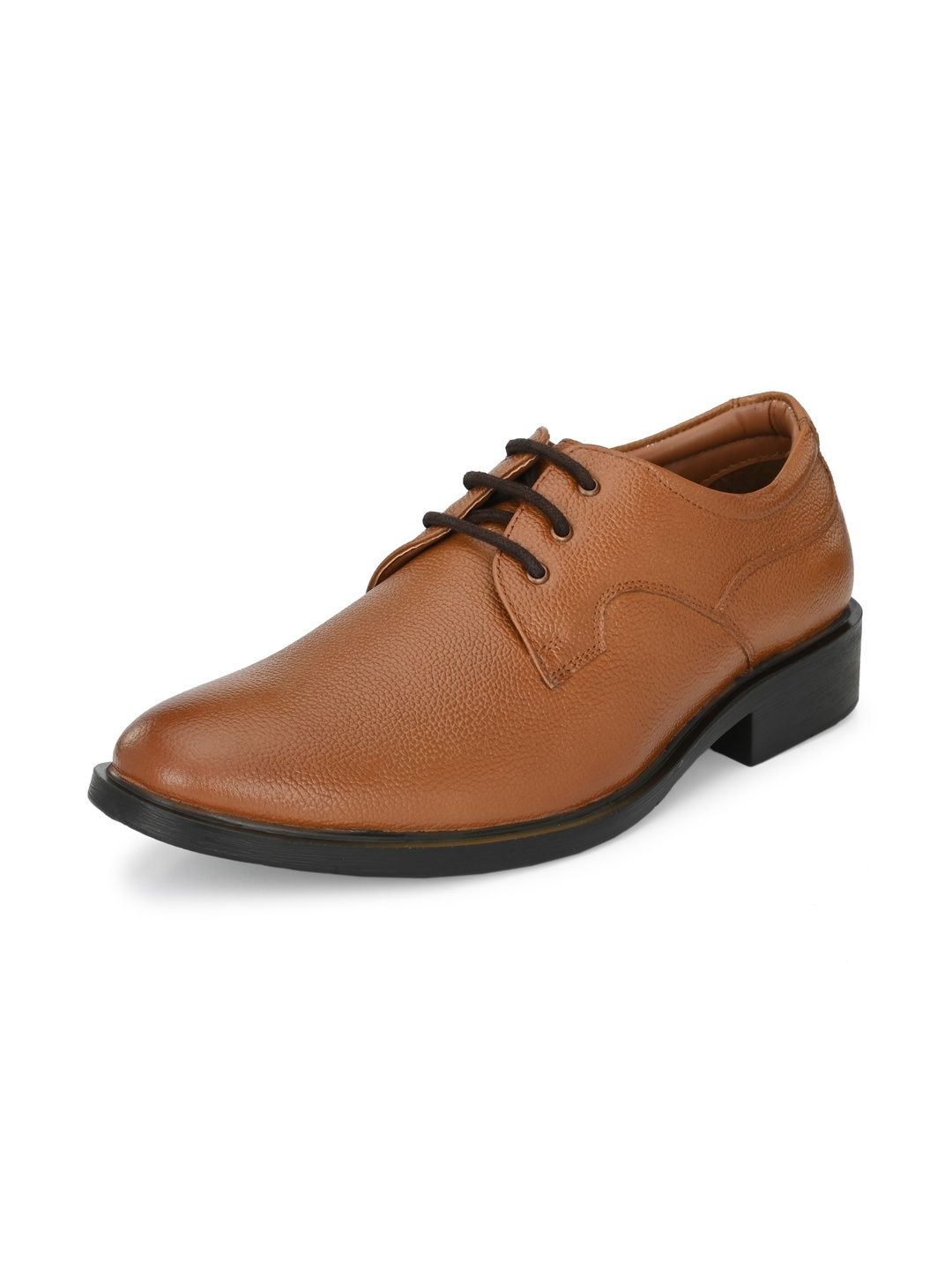 House of Pataudi Men Textured Leather Round Toe Lace-Ups Derbys Formal Shoes