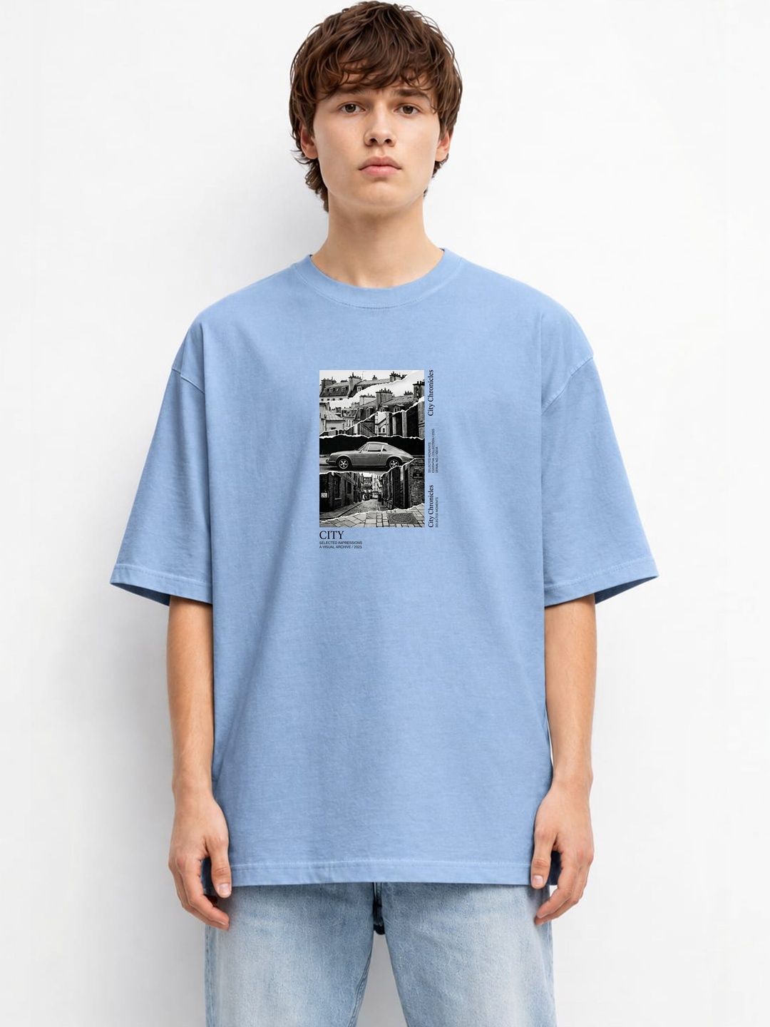 The Roadster Lifestyle Co Graphic Printed Oversized-Fit Organic Cotton T-Shirt