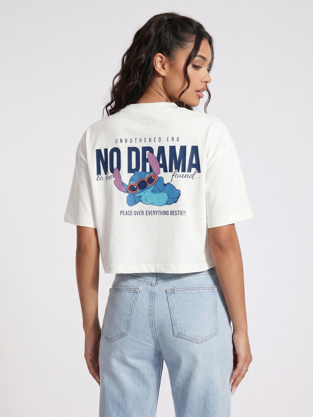 glitchez STITCH Printed Drop-Shoulder Sleeves Boxy T-shirt