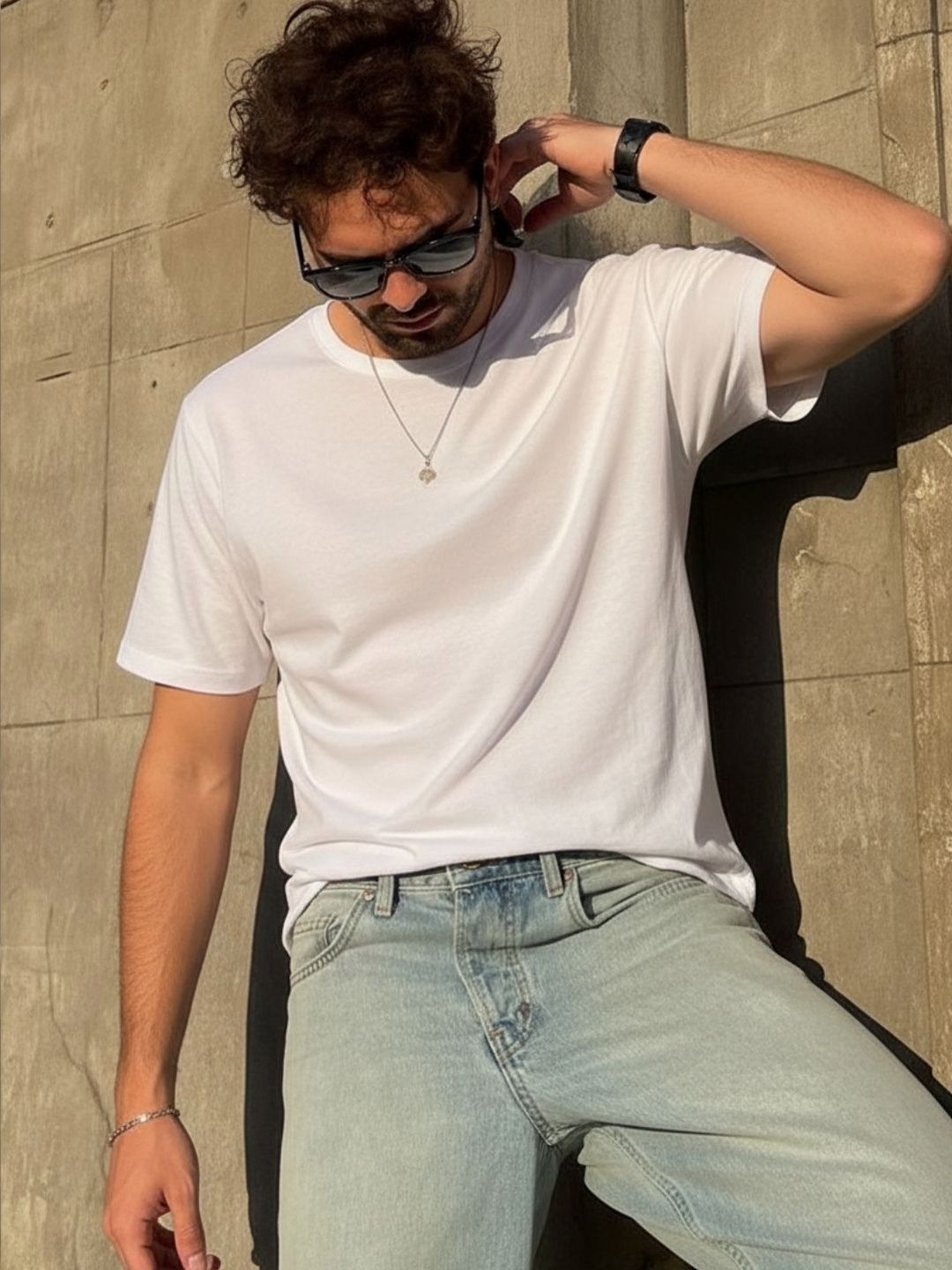 Rigo Unisex White Solid Round Neck Regular Fit Cotton T-shirt