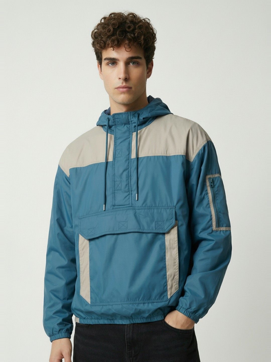 glitchez Colourblocked Hooded Windcheater Bomber Jacket