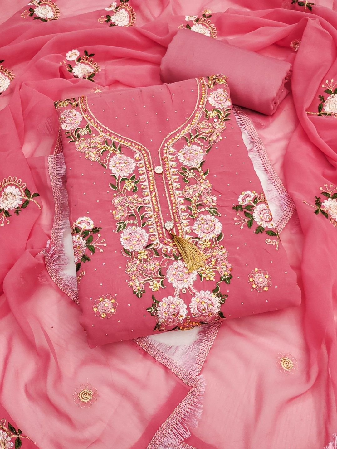 KALINI Embroidered Unstitched Dress Material