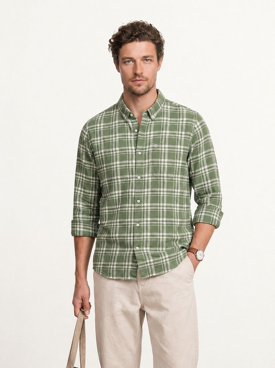 WROGN Slim Fit Checked Pure Cotton Casual Shirt