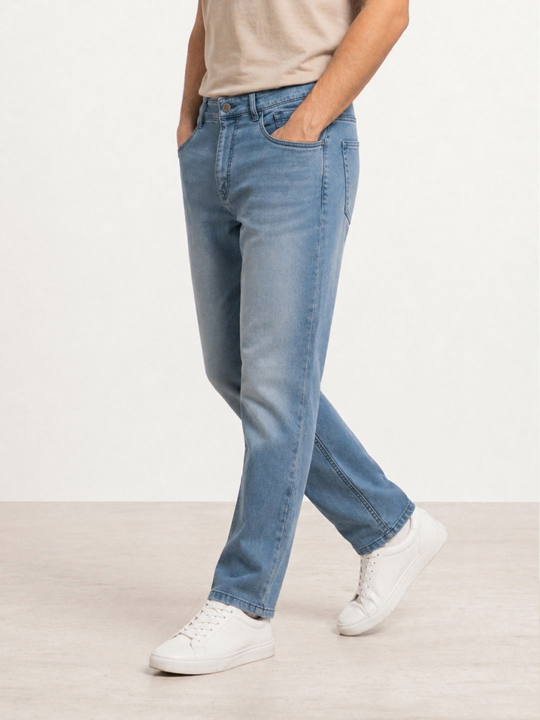 WROGN Men Anti Straight Fit Mid-Rise Light Fade Stretchable Jeans