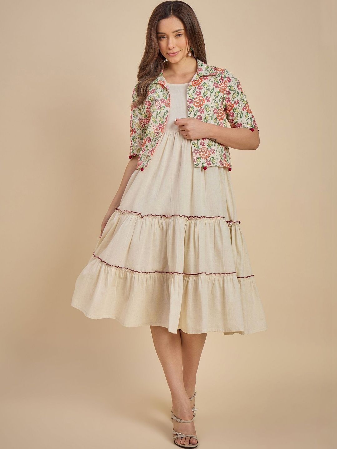 Buy Azira Women Fit & Flare Midi Ethnic Dress With Jacket
