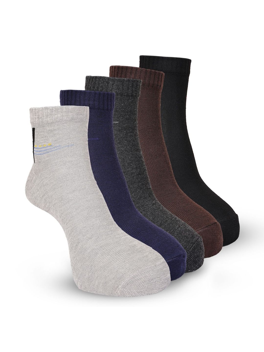 Texfro Men Pack of 5 Cotton Assorted Patterned Ankle Length Socks