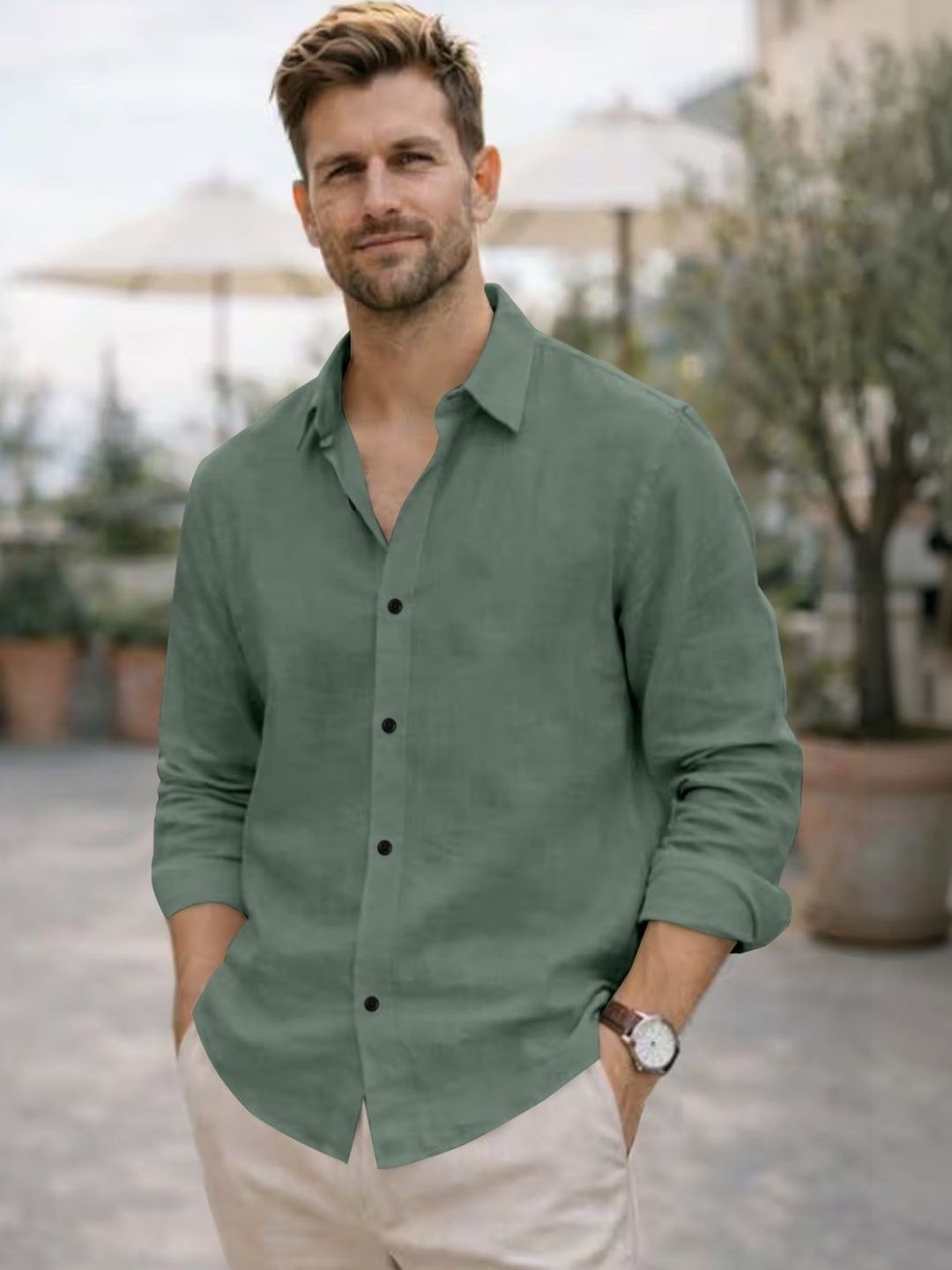 TokyoTrends Men Spread Collar Comfort Casual Shirt