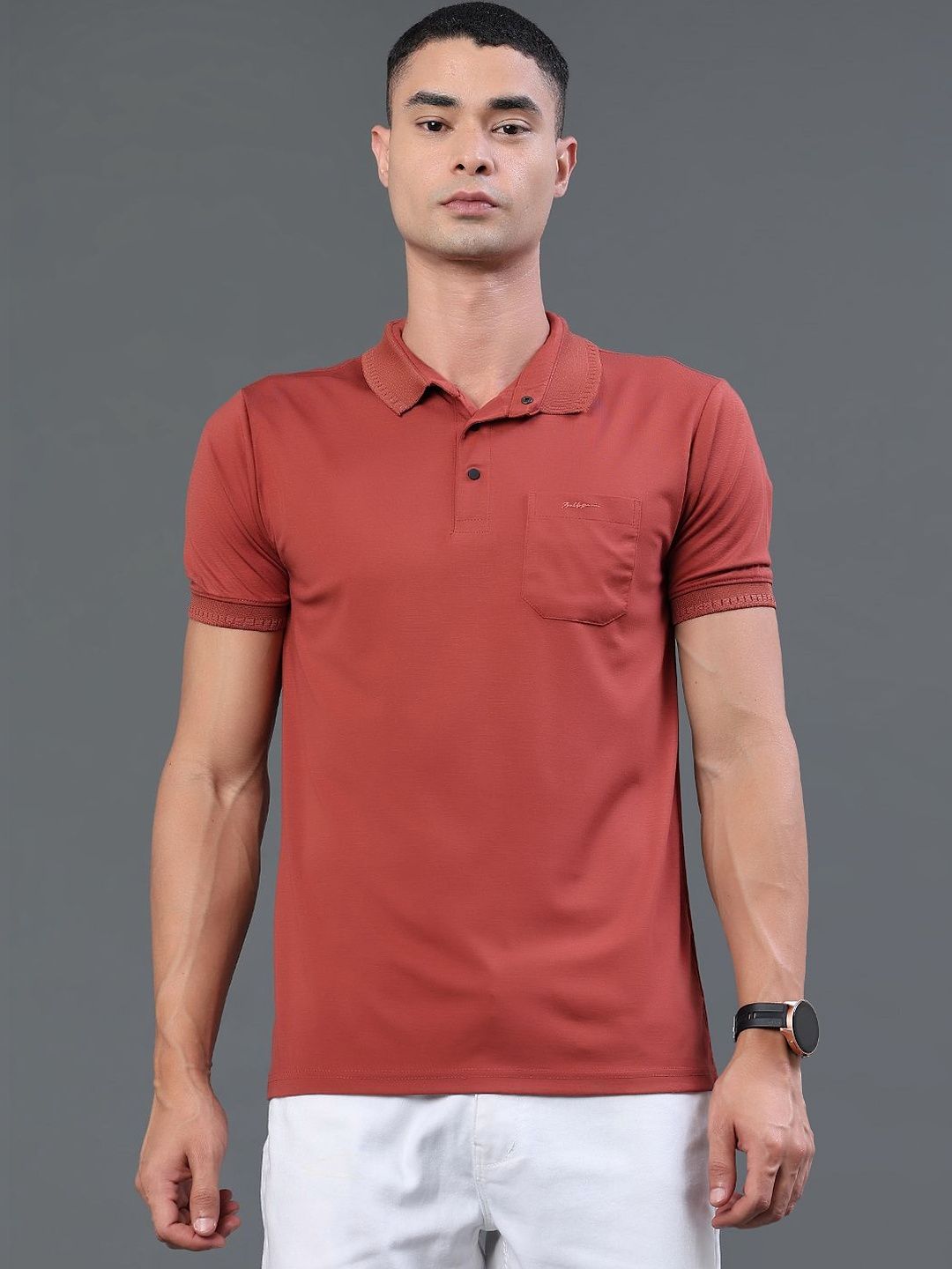 V-Mart Men Polo Collar Pockets T-shirt