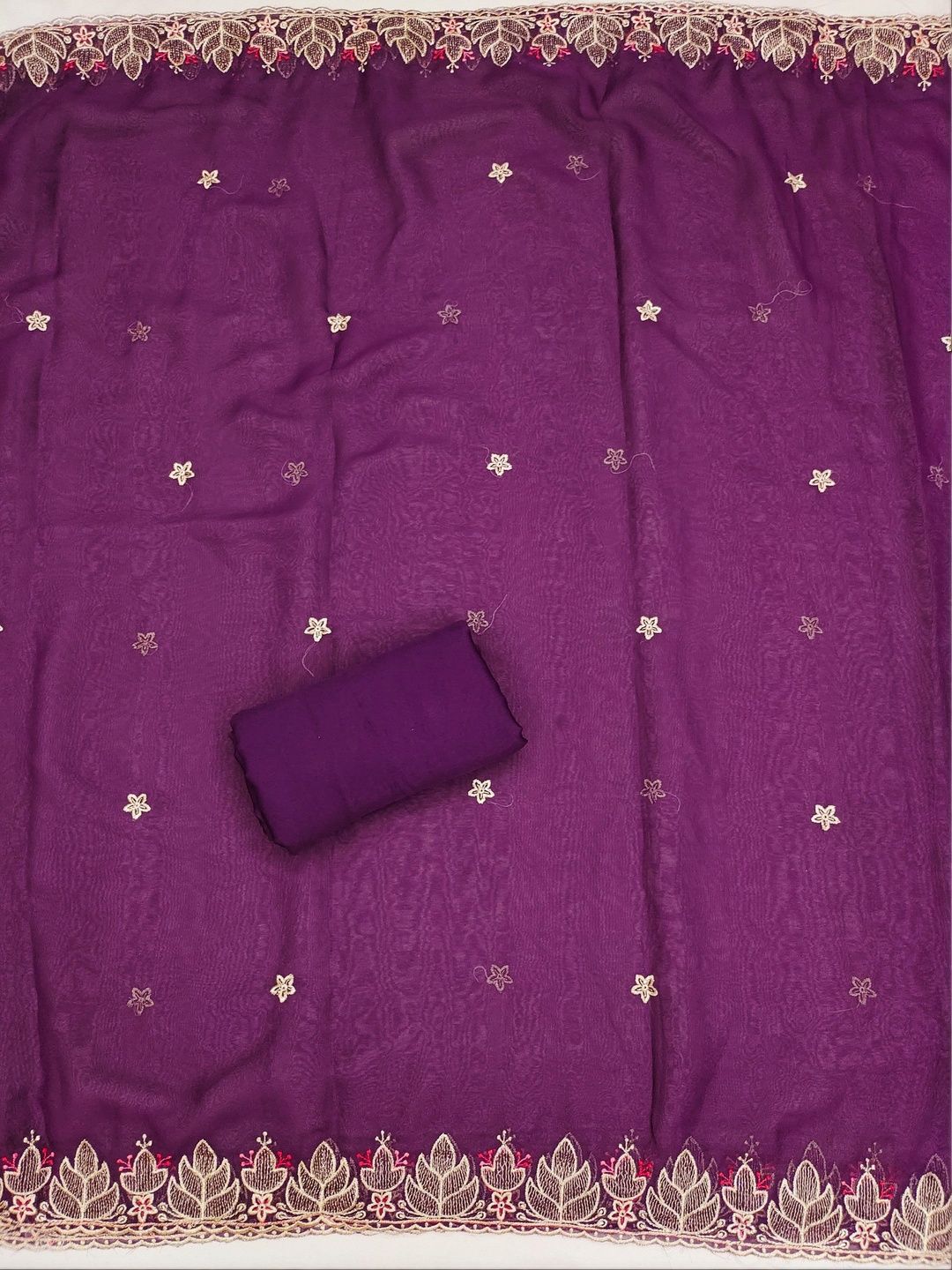 Dhaaga Ghar Floral Embroidered Beads and Stones Unstitched Dress Material