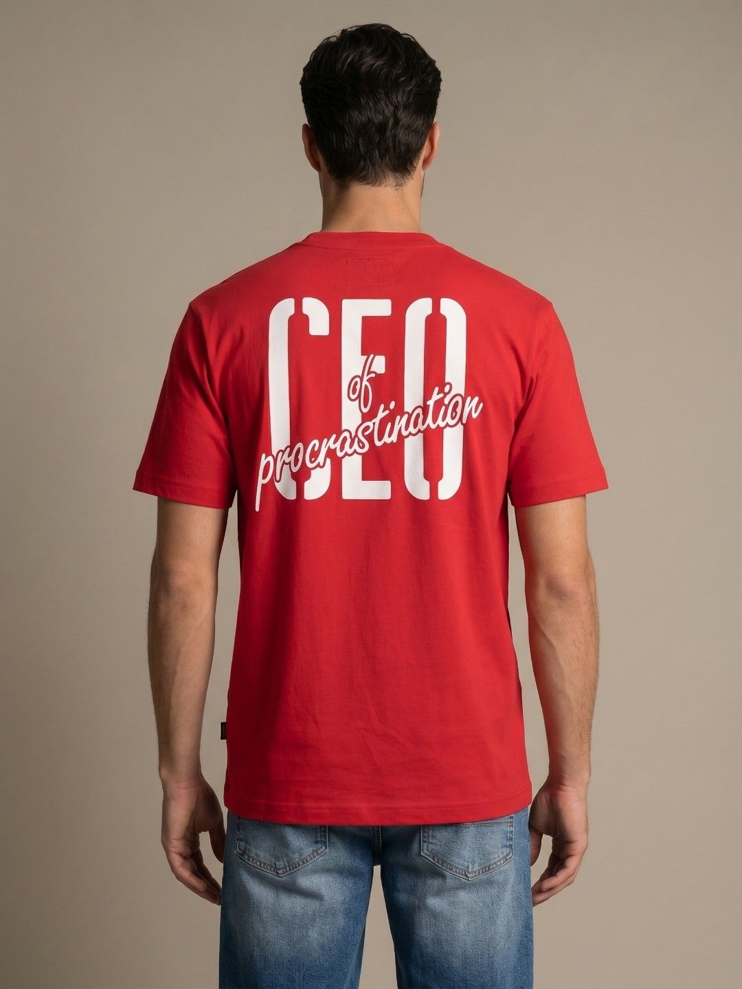glitchez Typography Printed Pure Cotton Relaxed Fit T-shirt