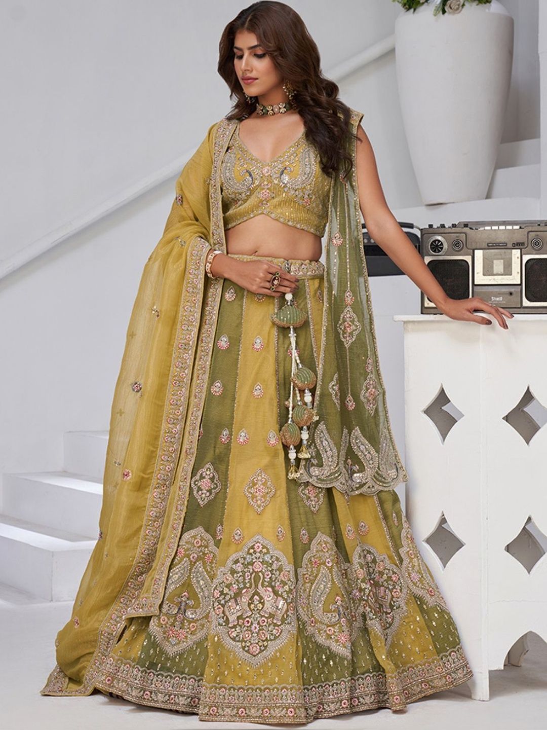 KESAR FAB Semi-Stitched Lehenga Blouse With Dupatta