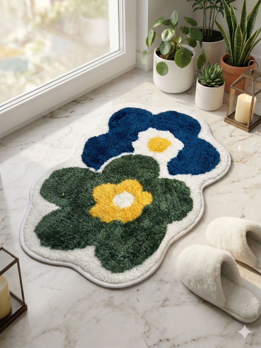 AaHo Decor AaHo Decor Navy-Blue & Green Anti-Slip High Absorbent Doormats