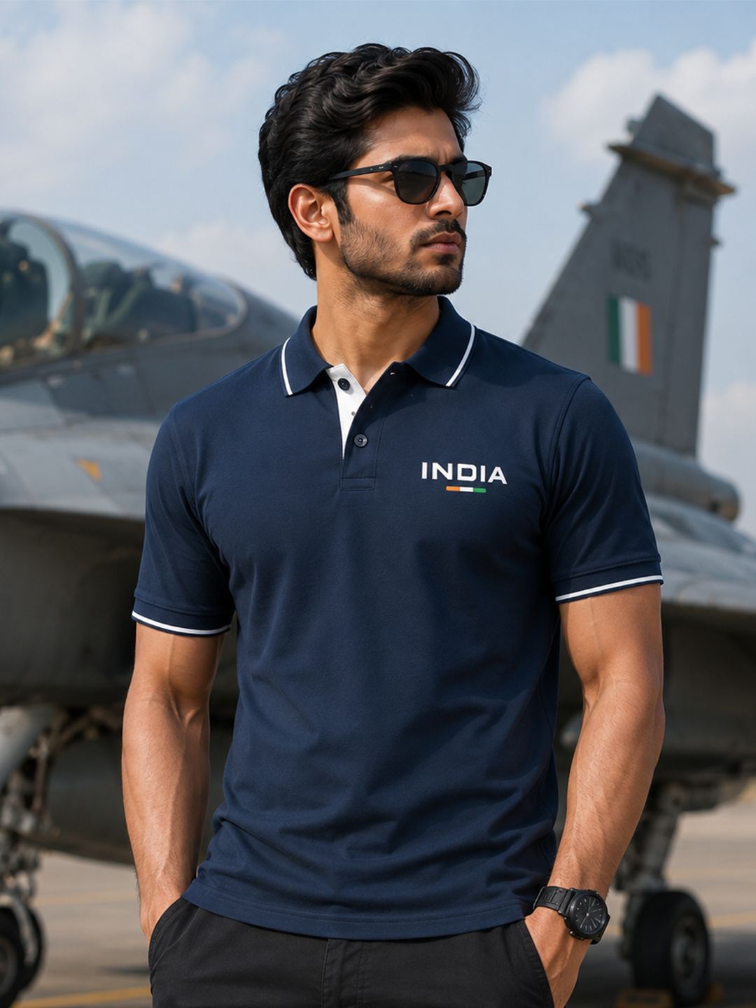 Warrior World Men Brand Logo Printed Polo Collar T-shirt