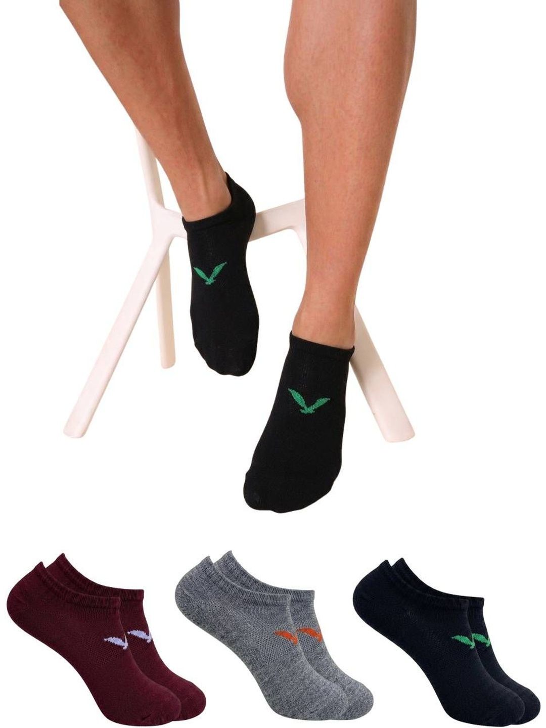 TREERANGA Men Pack of 3 Cotton Ankle Length Socks
