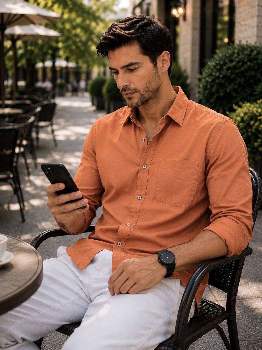 The Roadster Lifestyle Co Cotton Linen Spread Collar Shirt