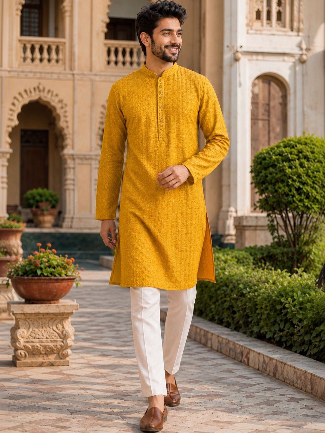 HERE&NOW Men Sequinned Kurta