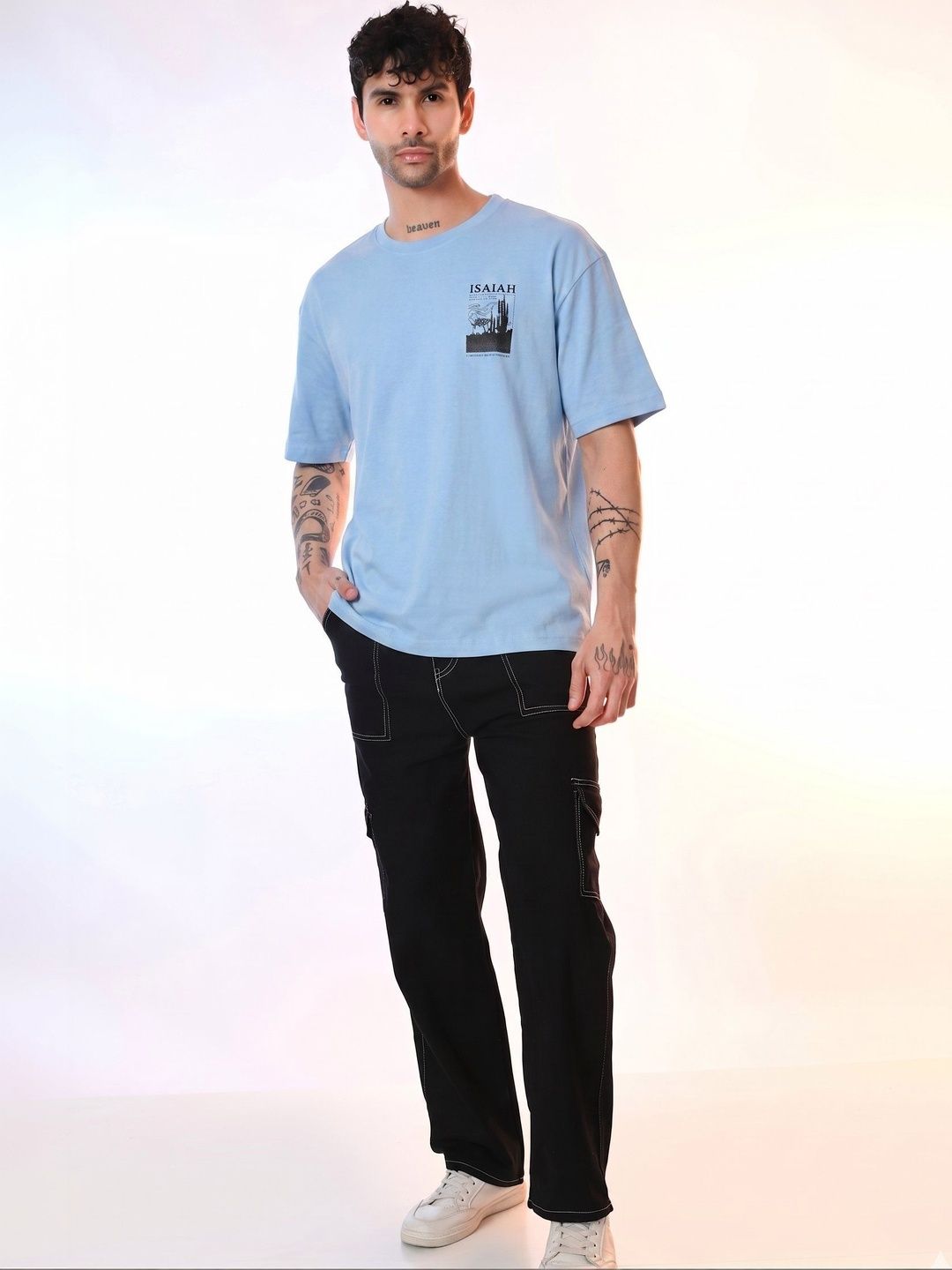 STARFOX Men Typography Printed Cotton Oversized T-shirt