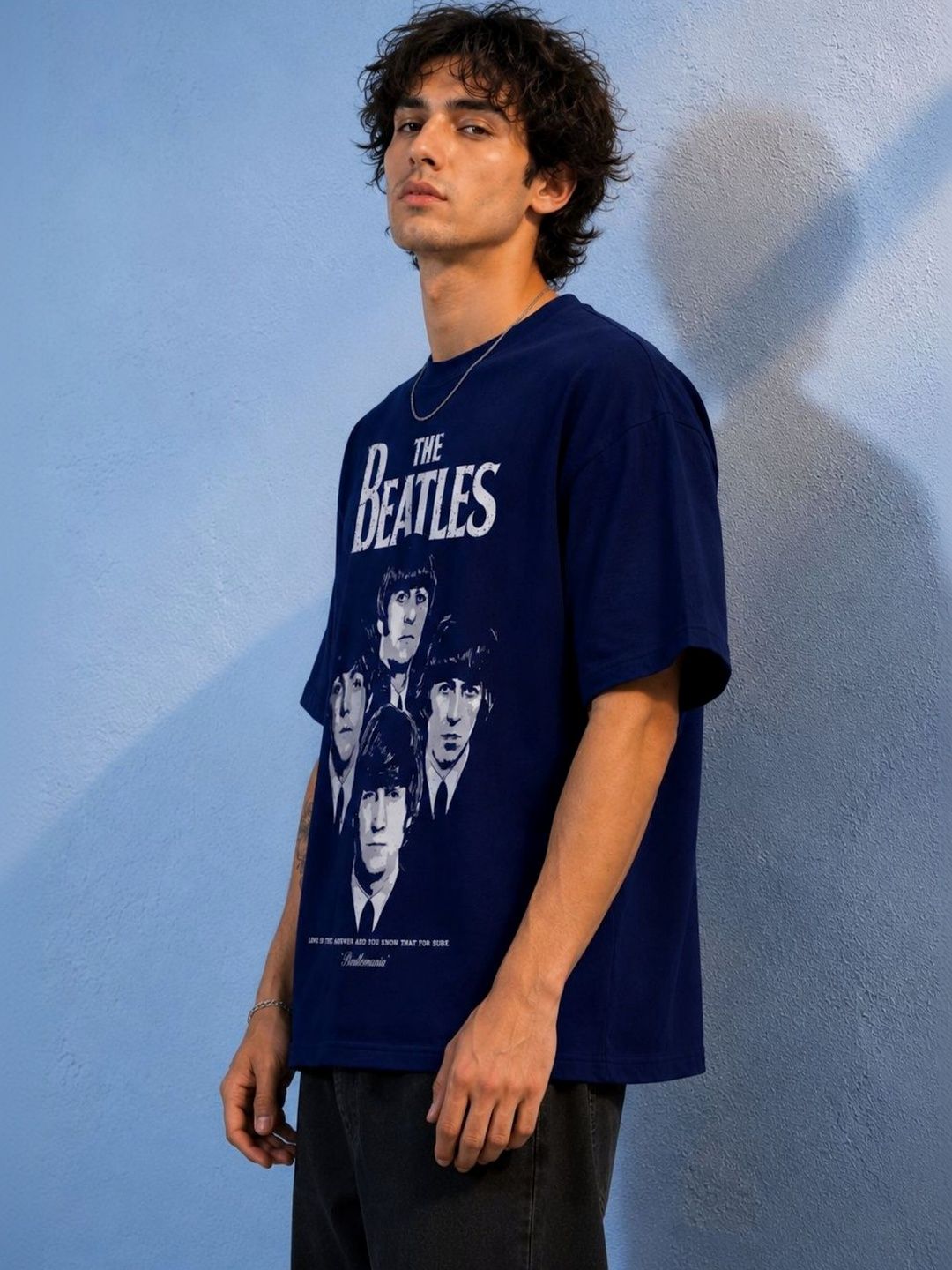 CAPTCHA Graphic The Beatles Printed Drop-Shoulder Sleeves Pure Cotton Oversized T-shirt