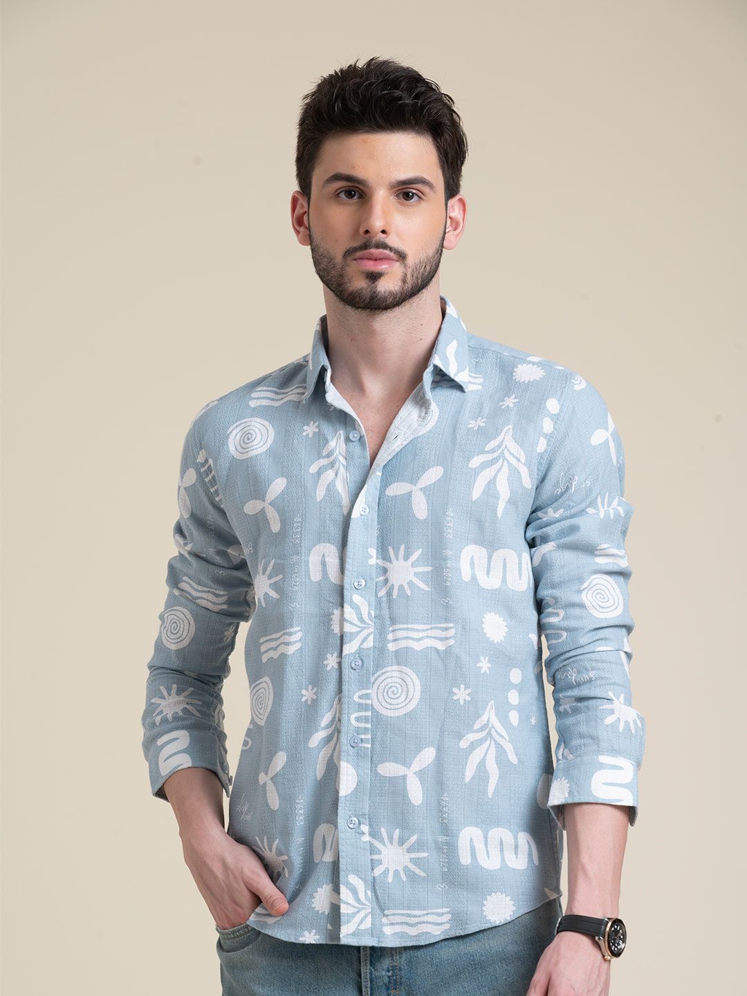 HALLSTATT Men Regular fit Sky Regular Collar Casual Shirt