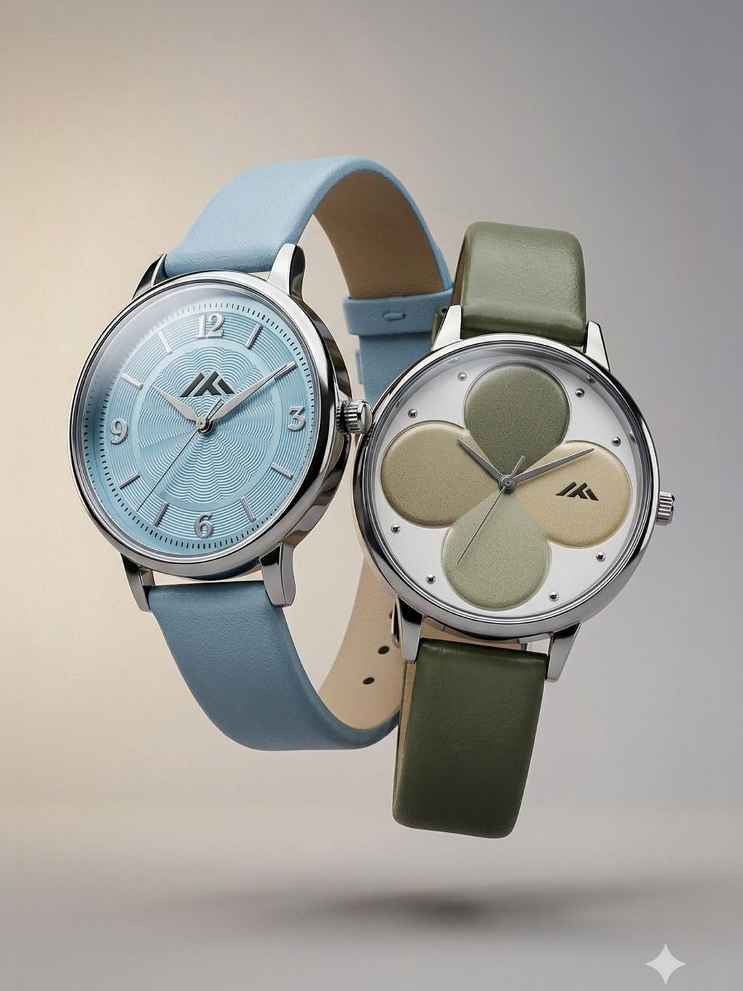 VIRAKTI Women Brass Dial & Leather Straps Analogue Watch G-17-SKY BLUE-G-35-DARK GREEN-COMBO VIR