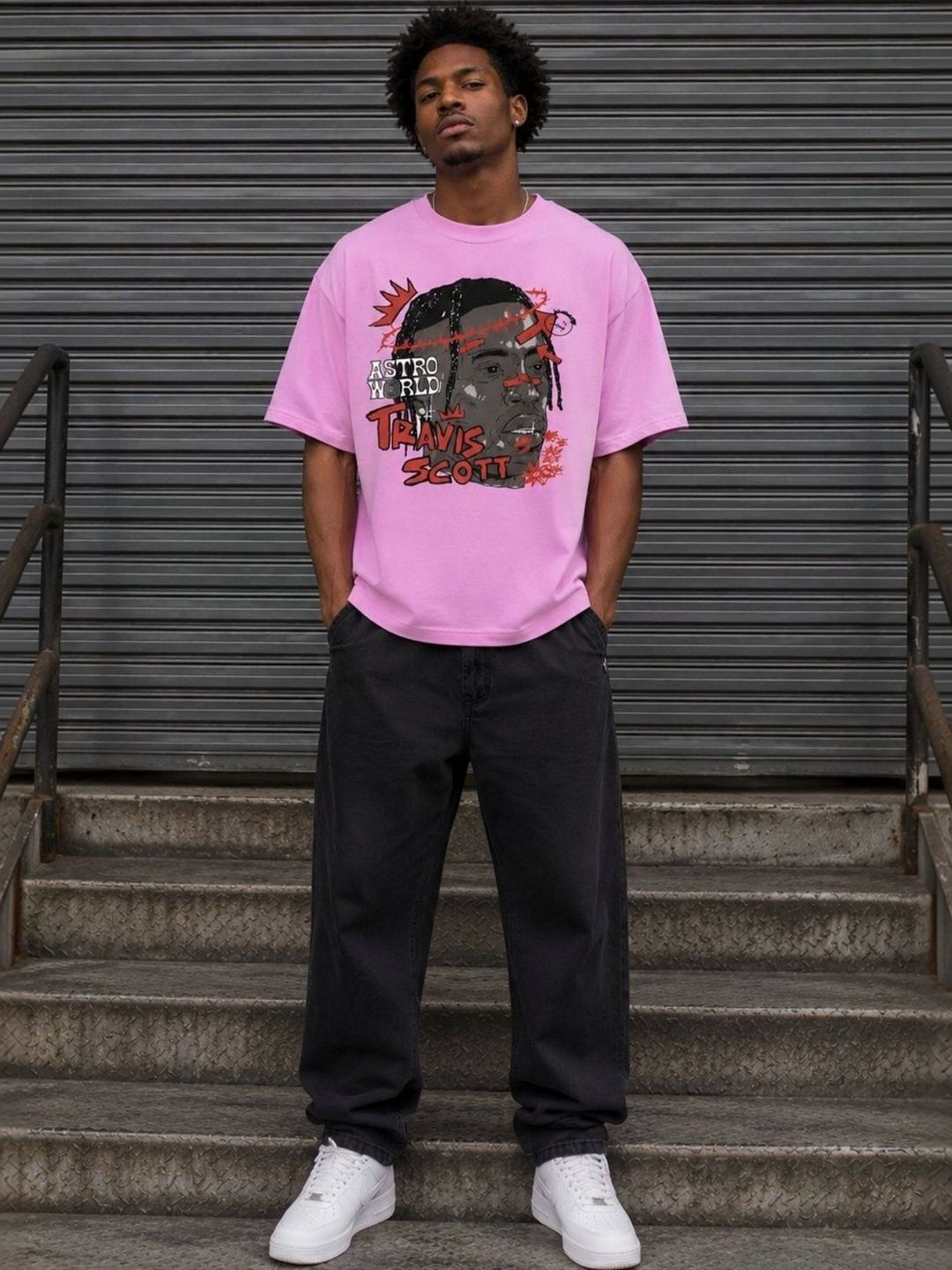 CAPTCHA Graphic Travis Scott Printed Drop-Shoulder Sleeves Pure Cotton Oversized T-shirt