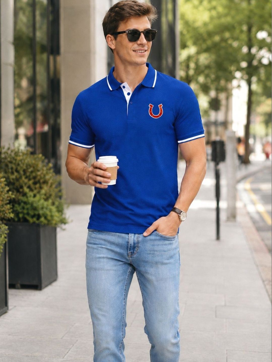 Blacksmith Men Printed Polo Collar T-shirt