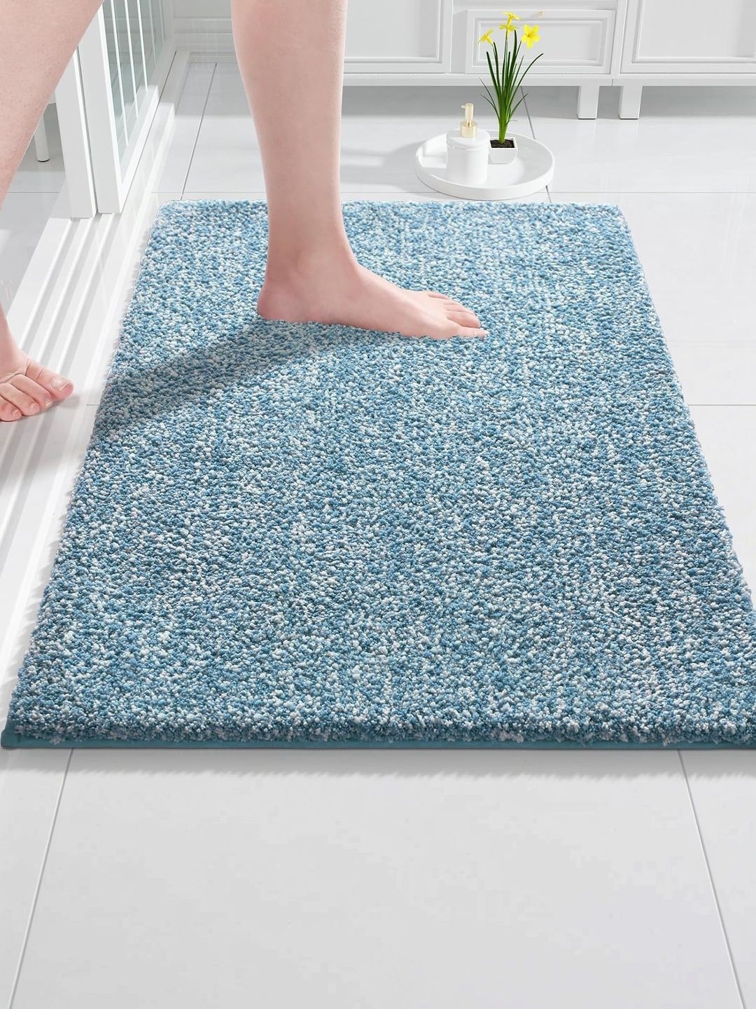 AaHo Decor Blue & White Anti-Slip High Absorbent Doormats