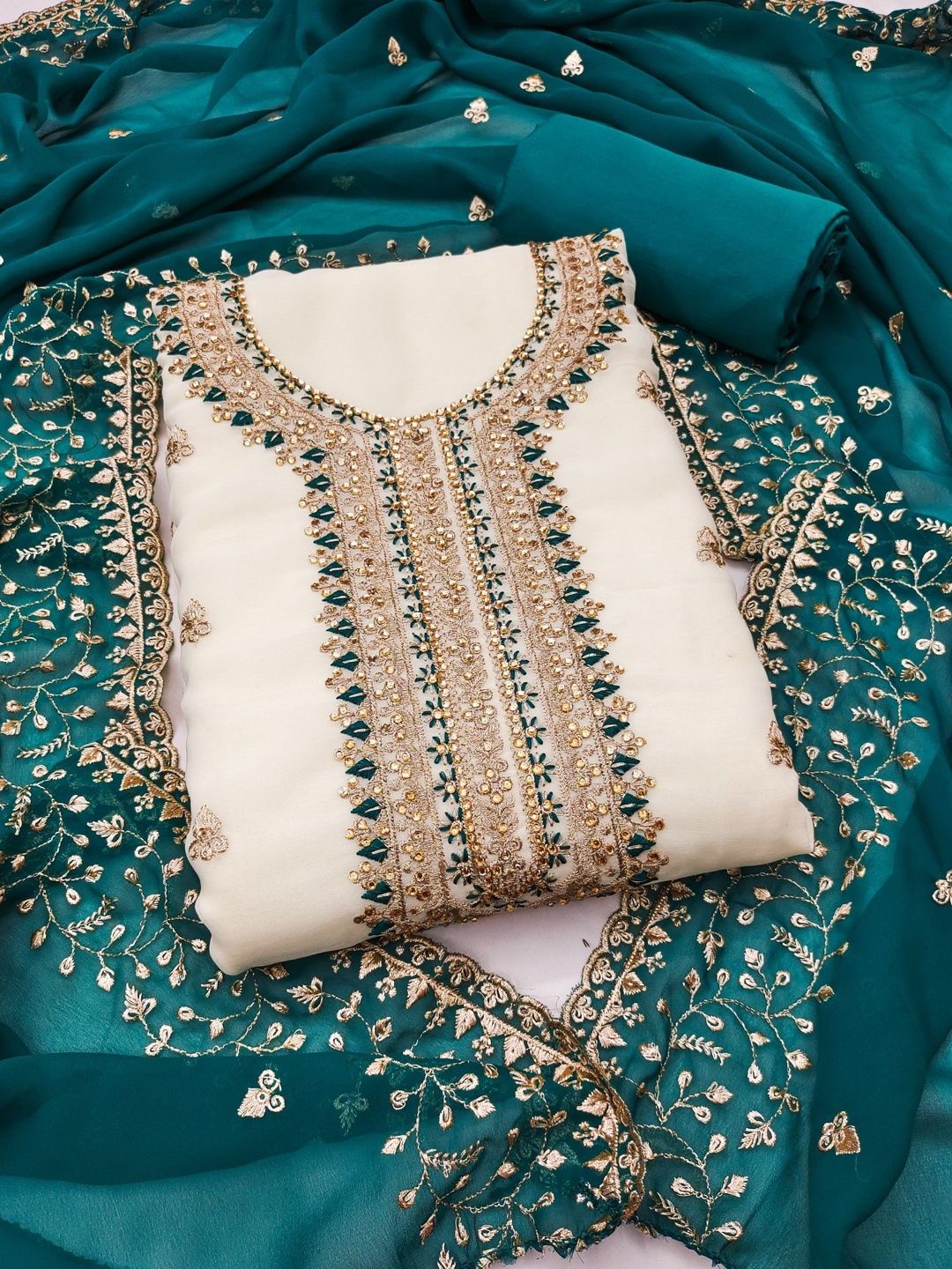 LeeliPeeri Designer Embroidered Unstitched Dress Material