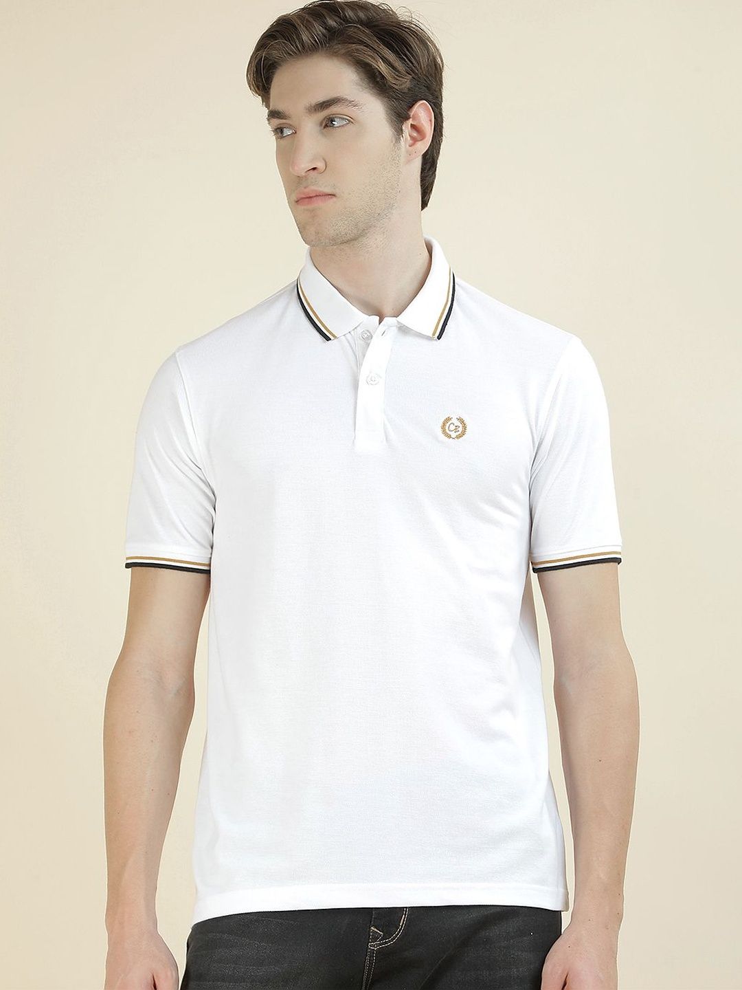 Cantabil Men Brand Logo Polo Collar T-shirt