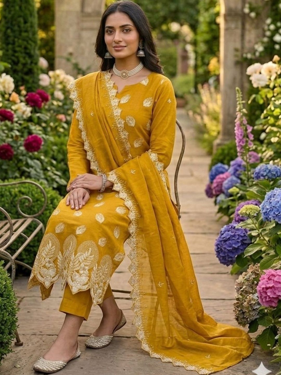 F 13 STUDIO Embroidered Zari Unstitched Dress Material