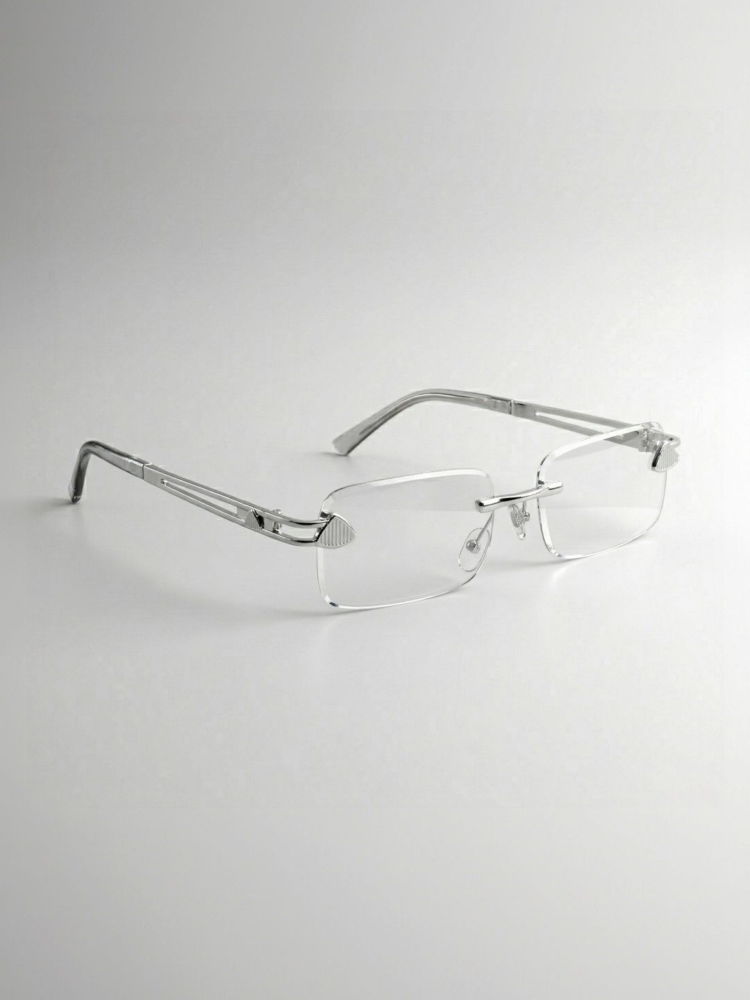 Jiebo Unisex Clear Lens & Silver-Toned Rectangle Sunglasses with