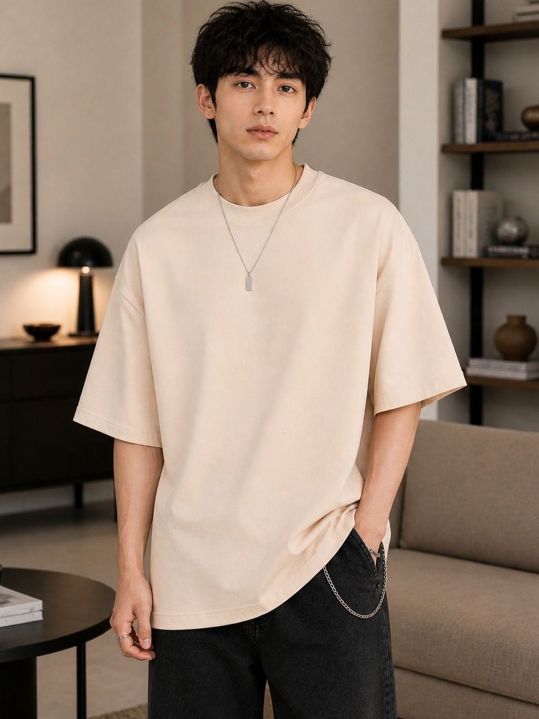 PockMAN Men Drop-Shoulder Sleeves Bio Finish T-shirt