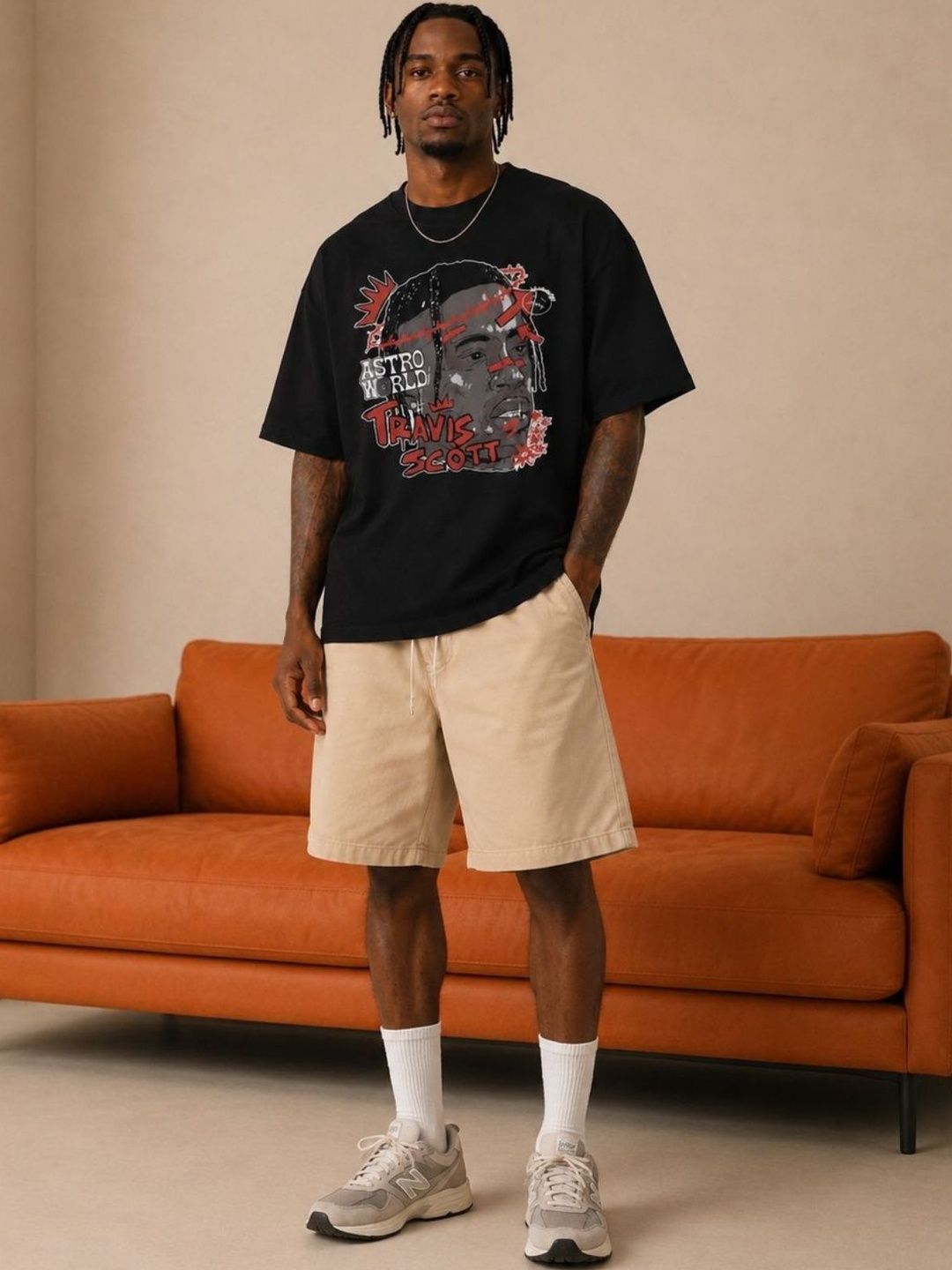 CAPTCHA Graphic Travis Scott Printed Drop-Shoulder Sleeves Pure Cotton Oversized T-shirt