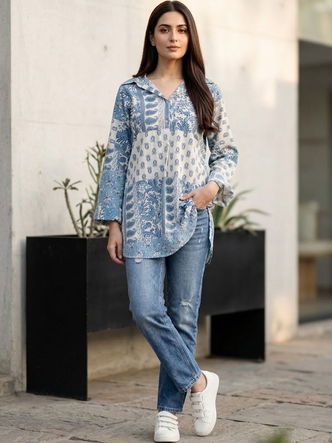 SZN Print Ethnic Cotton Top