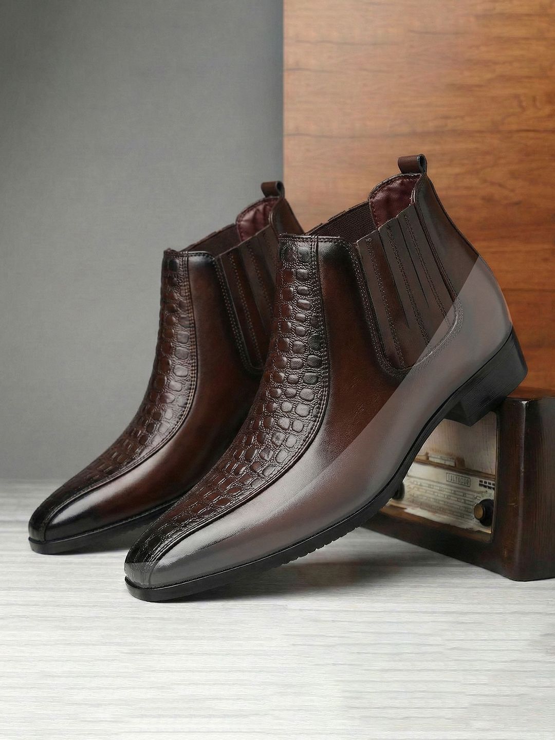 Bxxy Bxxy Men Elevator Hidden Height Increasing Formal Ankle Length Chelsea Boots
