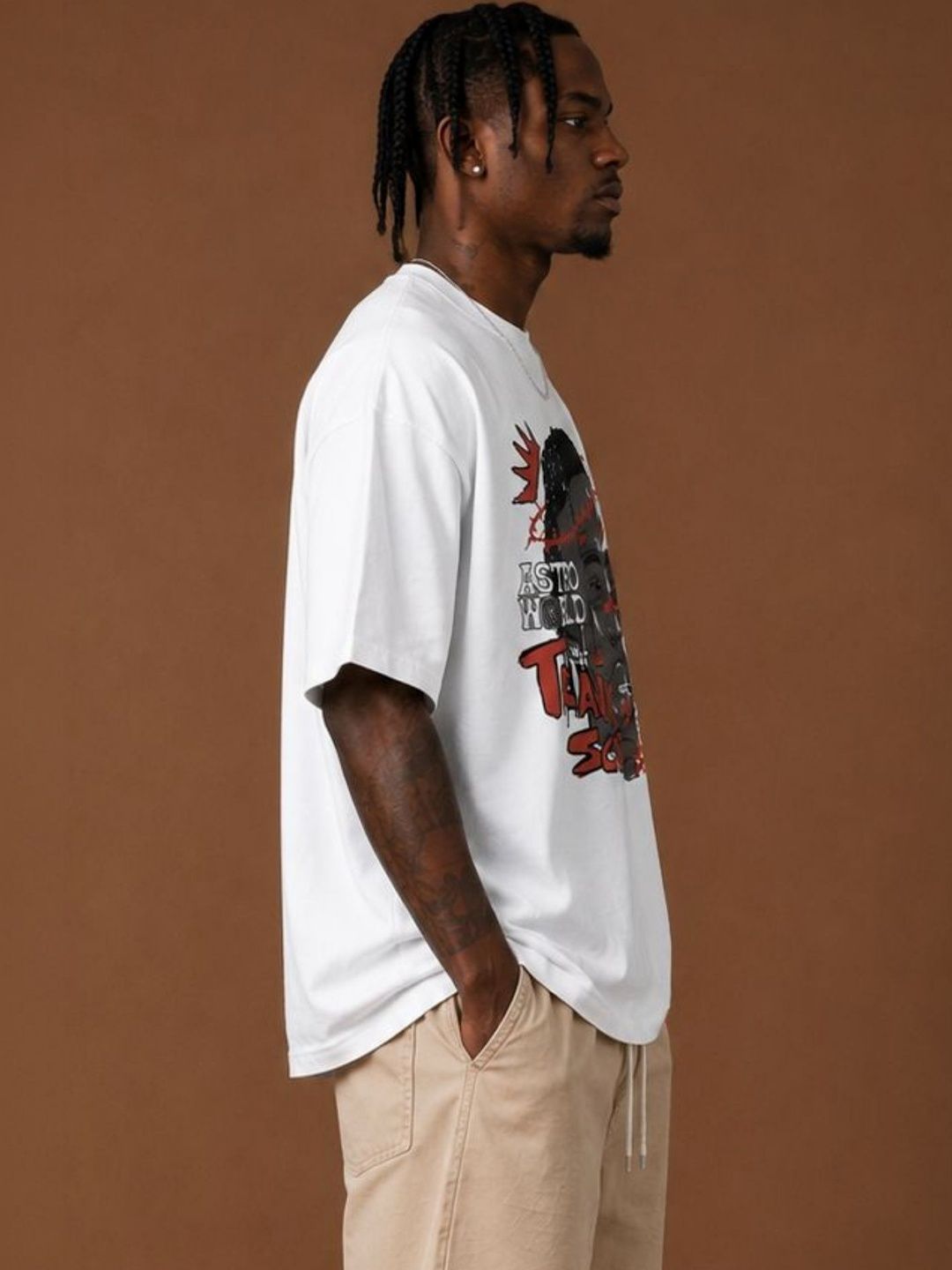 CAPTCHA Graphic Travis Scott Printed Drop-Shoulder Sleeves Pure Cotton Oversized T-shirt
