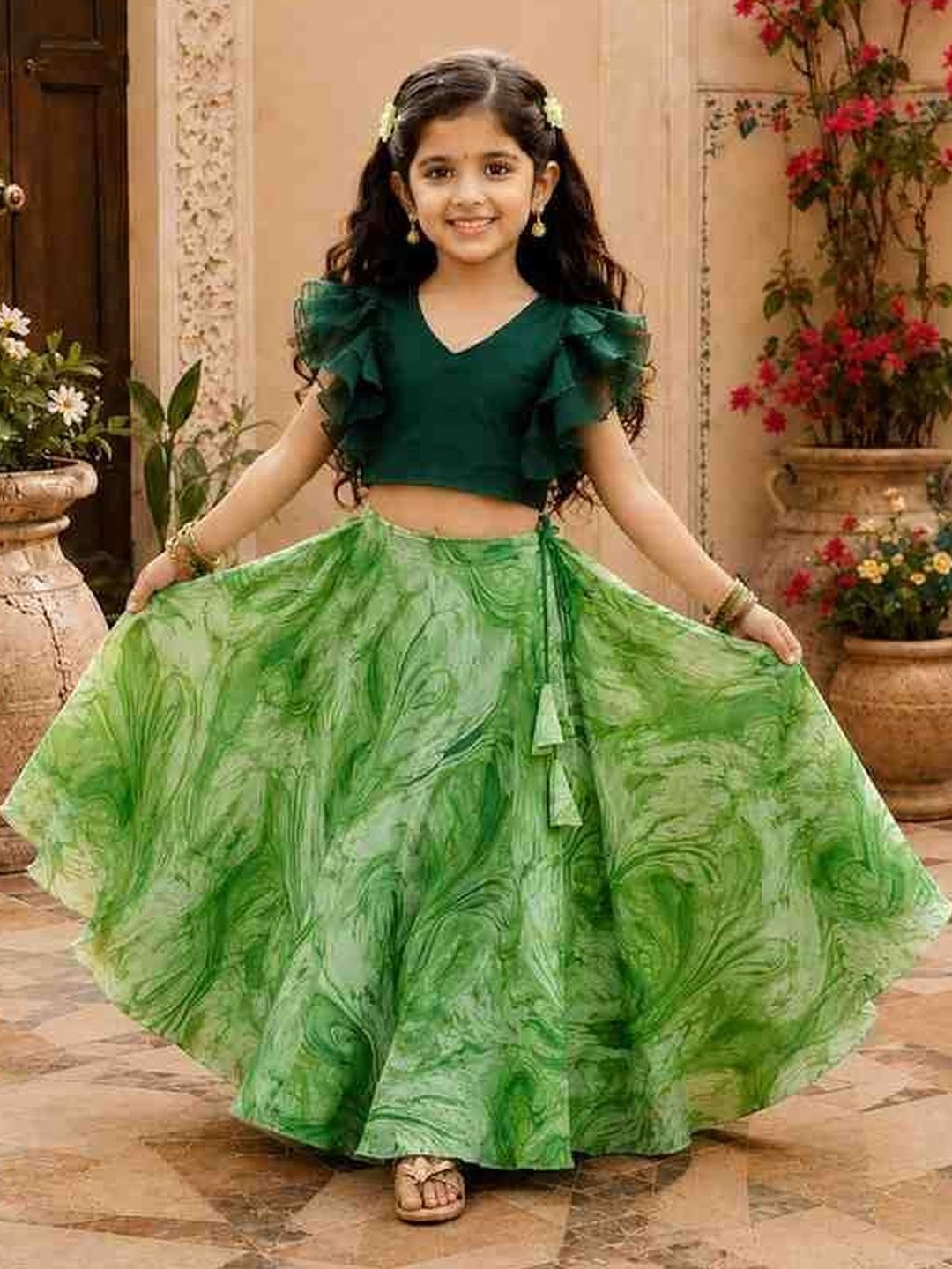 KALINI Girls Semi-Stitched Lehenga &
