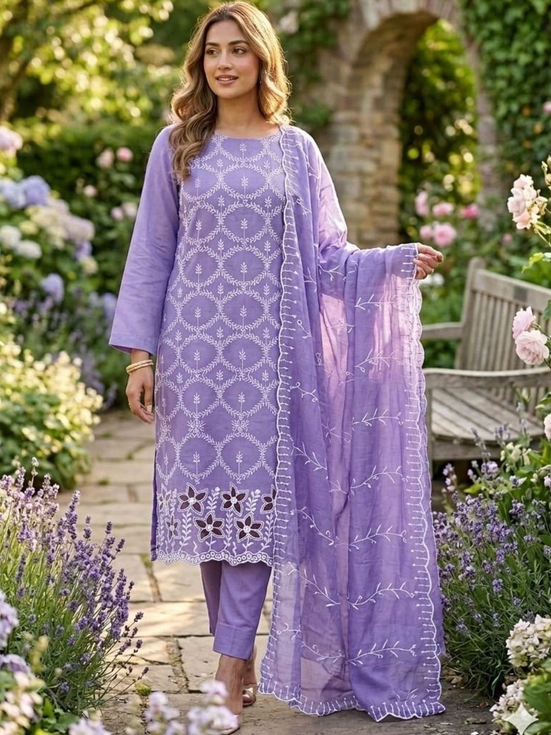 F 13 STUDIO Embroidered Pure Cotton Unstitched Dress Material