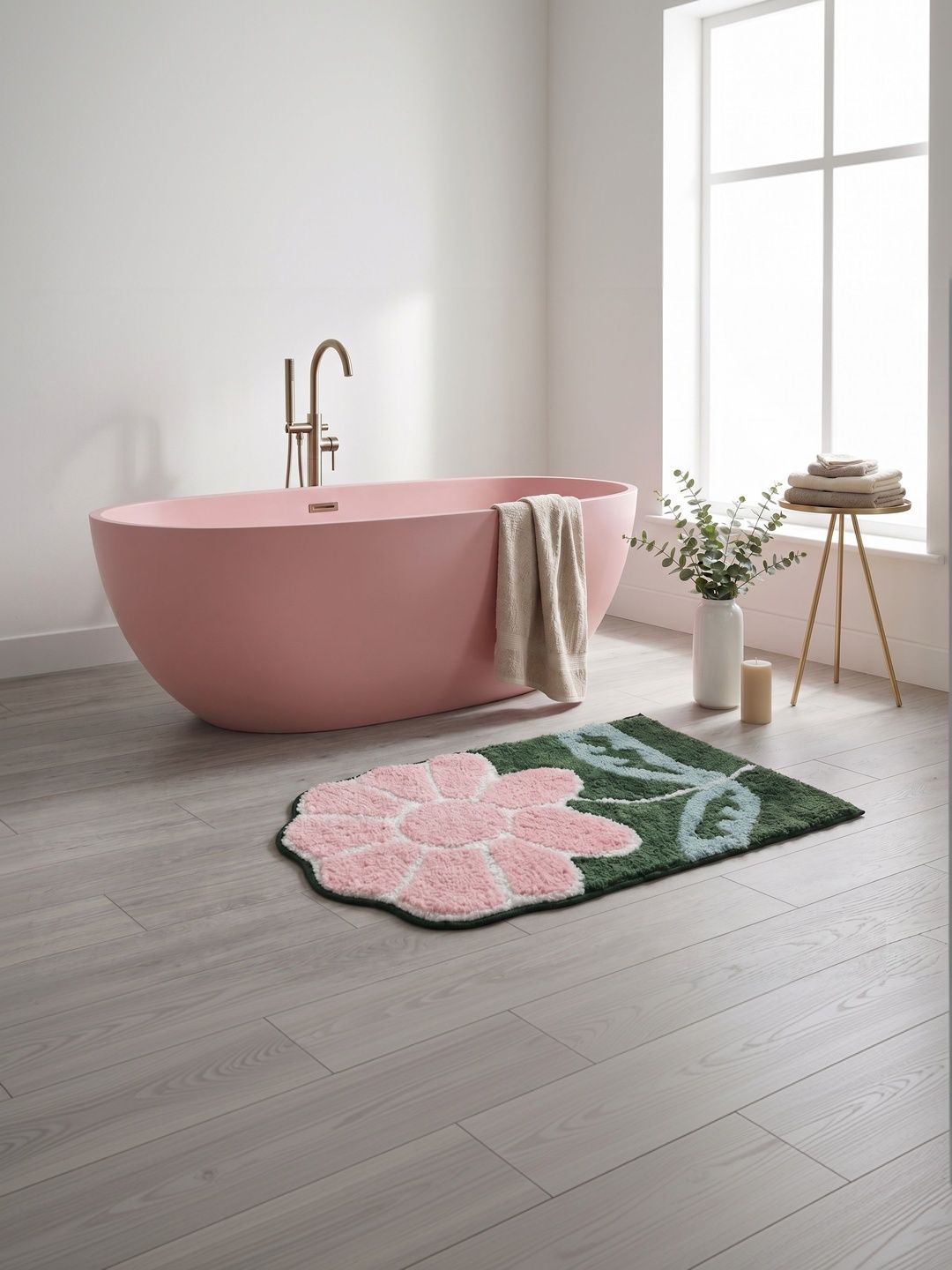 AaHo Decor Pink & Green Anti-Slip High Absorbent Doormats
